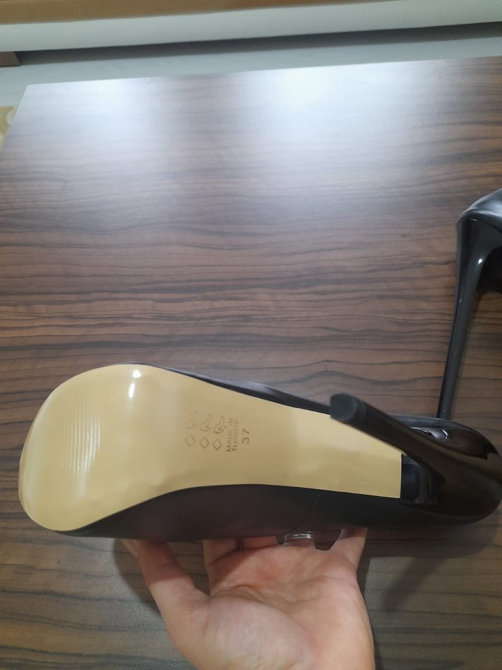 Siyah Deri Platform Yüksek Topuklu A... - Görsel 4