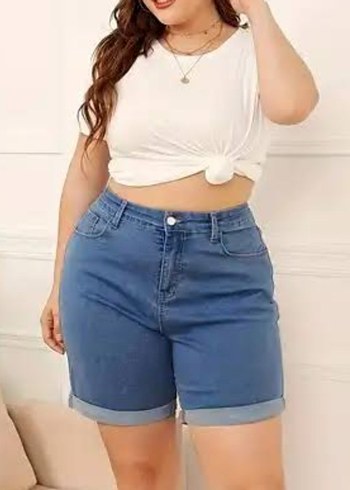 Beyaz Rahat Kesim Mini Kot Şort
