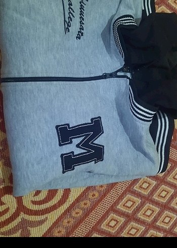 Gri Kapüşonlu Fermuarlı Erkek Sweatshirt