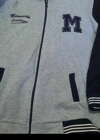 13-14 Yaş Beden Gri Kapüşonlu Fermuarlı Erkek Sweatshirt