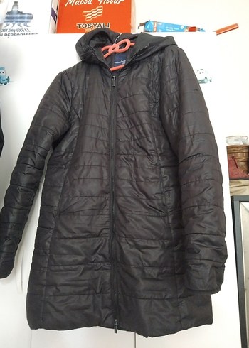 Collezione Kadın Siyah Kapüşonlu Fermuarlı Kışlık Mont