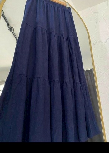 H&M Kadıni Uzun Pilili Keten Etek