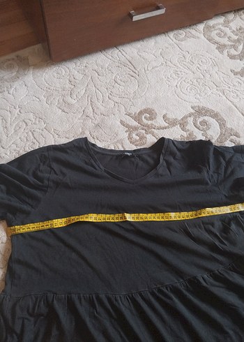 44 Beden Siyah Uzun Salaş Keten Elbise
