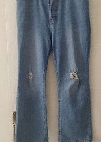 xl Beden Kadın Mavi Bol Kesim Denim Pantolon