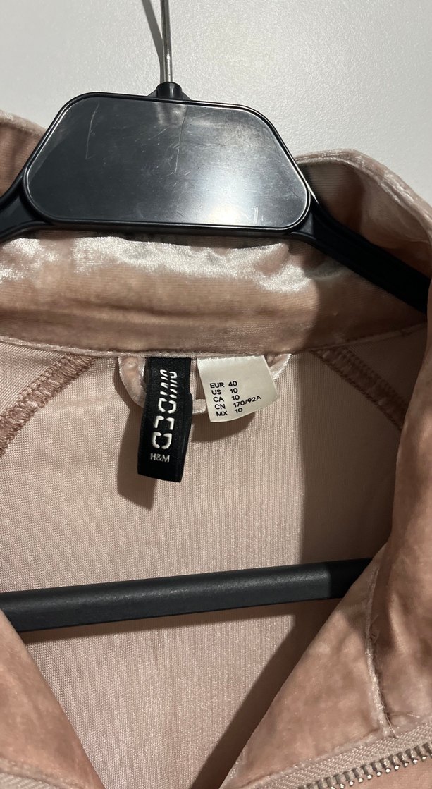 Bej Kadife Fermuarlı Kadın Ceket - Görsel 5