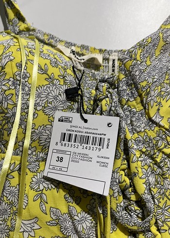 Sarı Gri Fırfırlı Mini Bohem Elbise - Görsel 5