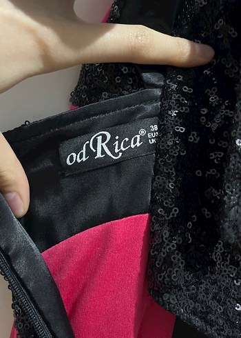 Pembe Uzun Abiye Elbise Siyah Pul Detaylı - Görsel 9