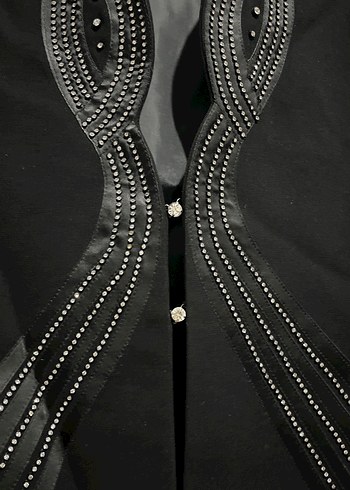 Uzun Kollu Siyah İşlemeli Kadın Etek Ceket Takım - Görsel 4