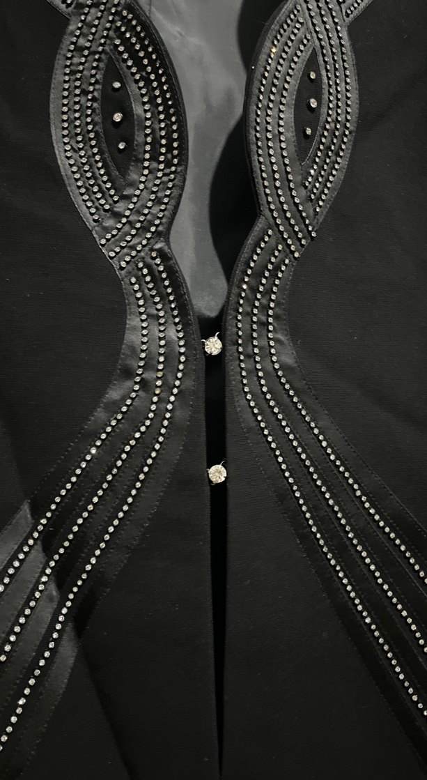 Uzun Kollu Siyah İşlemeli Kadın Etek Ceket Takım - Görsel 4