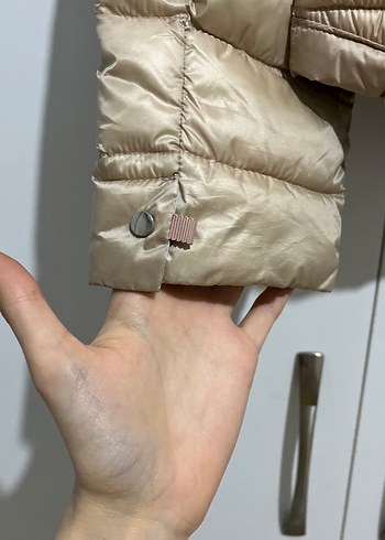 Parlak Bej Kadın Mont - Görsel 7