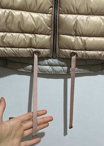 Parlak Bej Kadın Mont - Görsel 4