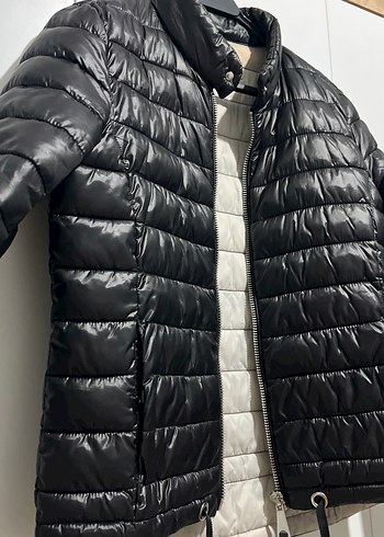 Siyah Fermuarlı Kadın Şişme Mont - Görsel 2