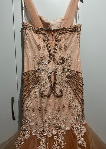 Nakışlı Yavru Ağzı Uzun Abiye Elbise - Görsel 5