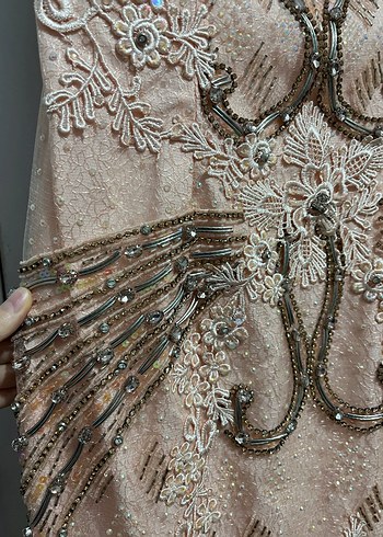 Nakışlı Yavru Ağzı Uzun Abiye Elbise - Görsel 3