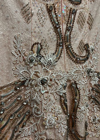 Nakışlı Yavru Ağzı Uzun Abiye Elbise - Görsel 6