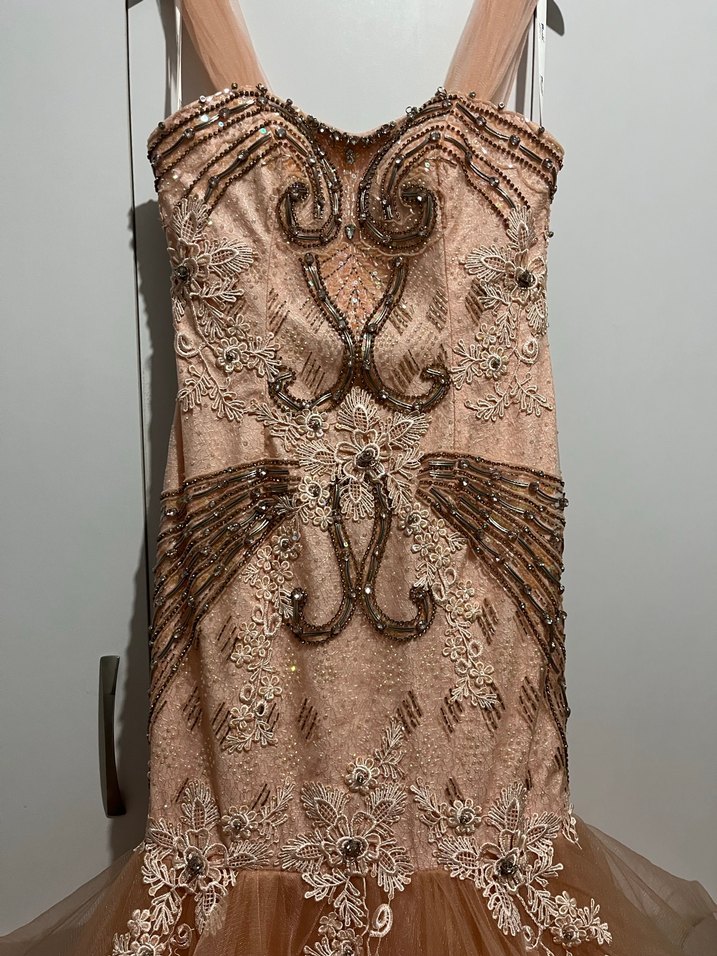 Nakışlı Yavru Ağzı Uzun Abiye Elbise - Görsel 2