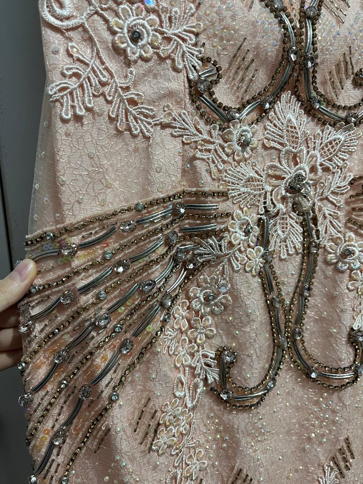 Nakışlı Yavru Ağzı Uzun Abiye Elbise - Görsel 3