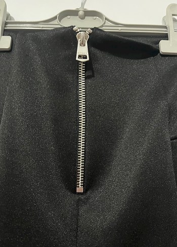 Siyah Kadın Fermuarlı İspanyol Paça Pantolon - Görsel 2