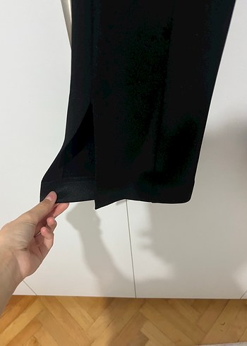 Siyah Kadın Fermuarlı İspanyol Paça Pantolon - Görsel 3