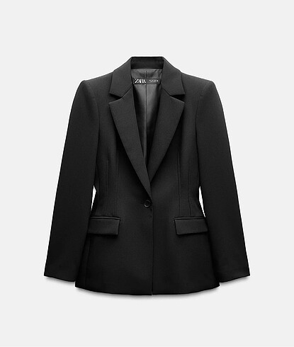 xs Beden siyah Renk Belden oturmalı tek düğmeli blazer
