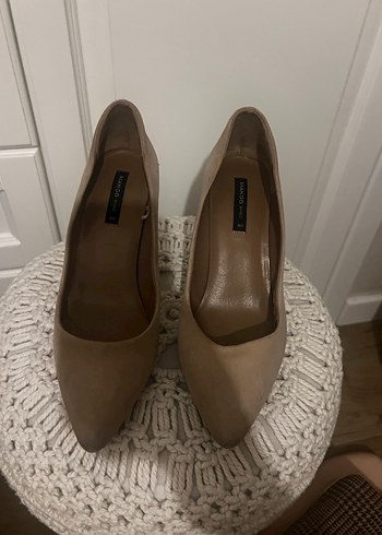 Bej Süet Kadın Topuklu Stiletto