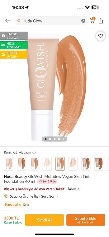 Huda glow fondöten