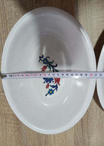 Beyaz Desenli Geleneksel melamin Tabak - Görsel 3