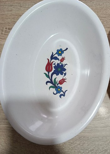 Beyaz Desenli Geleneksel melamin Tabak - Görsel 4