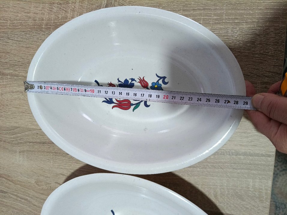 Beyaz Desenli Geleneksel melamin Tabak - Görsel 2