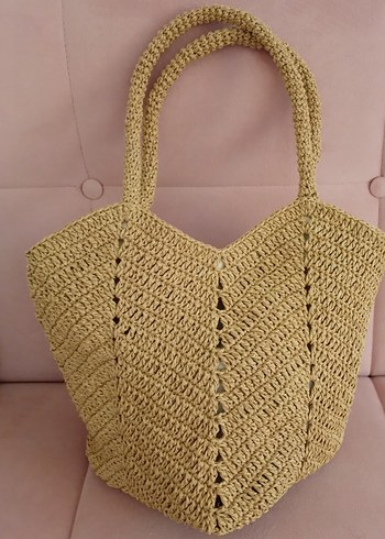 Bej Dantel Detaylı Örgü Kadın Çanta