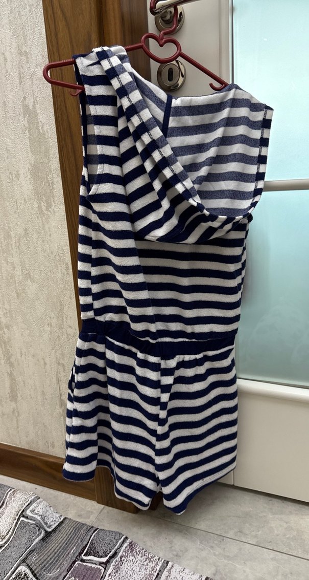 Çizgili  mayo üstü tulum - Görsel 2