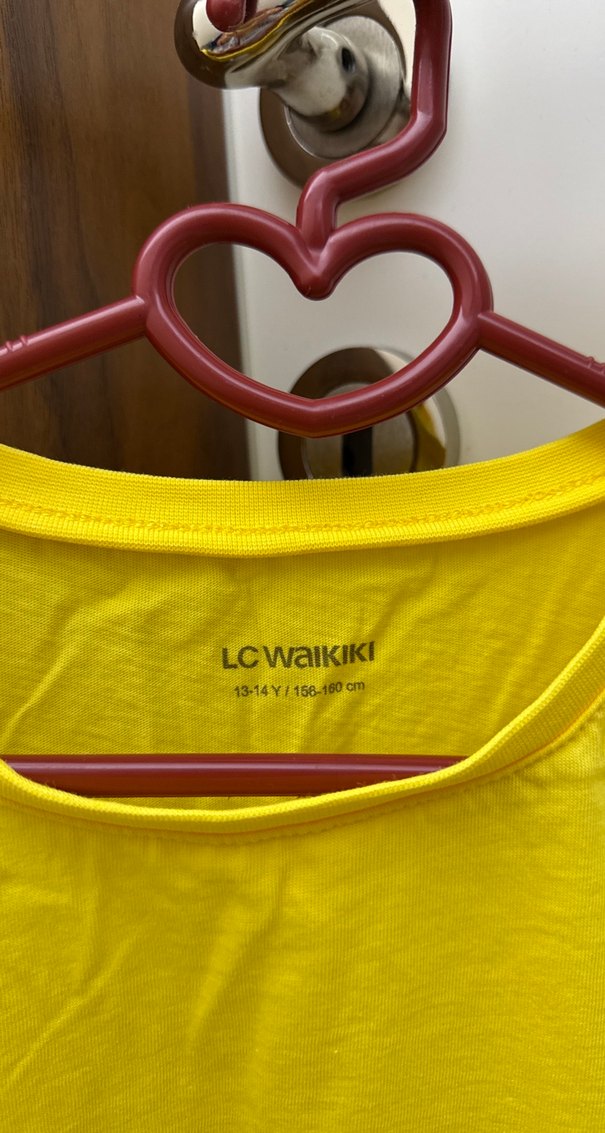 Sarı Kadın Kısa Kollu Basic Tişört - Görsel 2