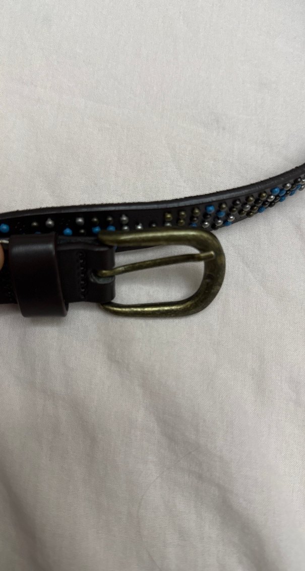 Mavi Çivili Kadın Deri Kemer - Görsel 2