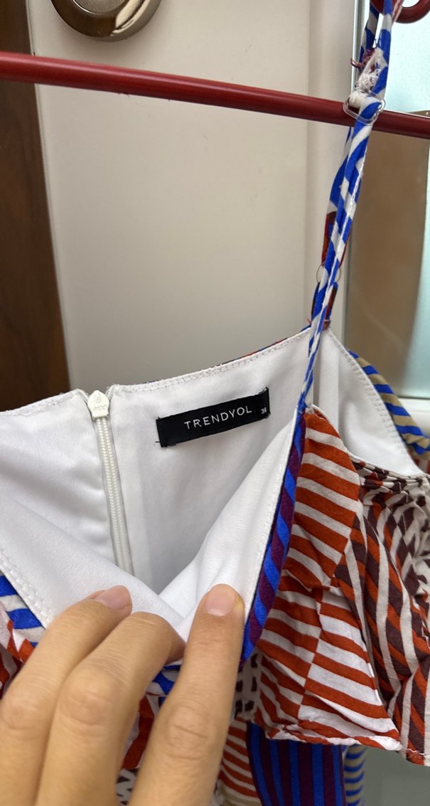 Desenli, Askılı mini elbise - Görsel 2