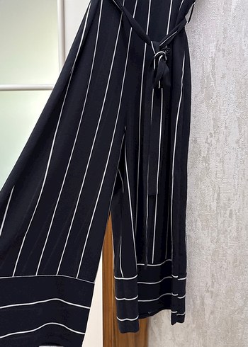 Siyah Çizgili Uzun Kadın Tulum - Görsel 2