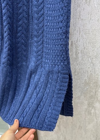 Uzun Kollu Yüksek Yakalı Örgü Kadın Kazak - Görsel 2