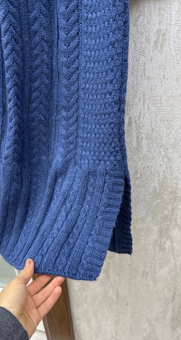 Uzun Kollu Yüksek Yakalı Örgü Kadın Kazak - Görsel 2