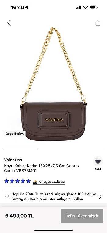 Valentino Acı Kahve Askılı Çanta