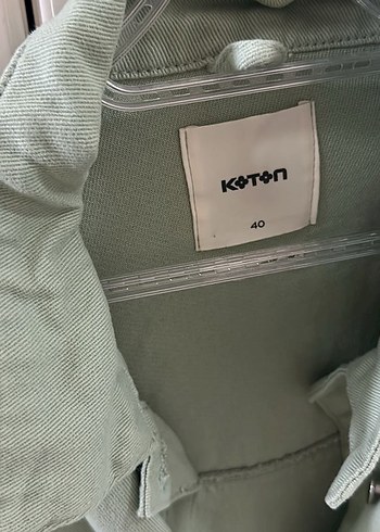 40 Beden Yeşil Düğmeli Kadın Denim Ceket