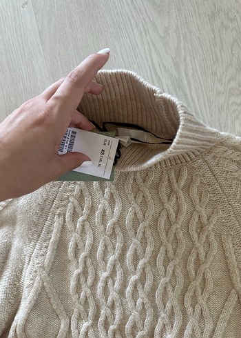 H&M Bej Boğazlı Örgü Kadın Kazak