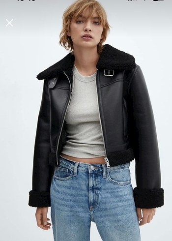 Mango içi kürk deri ceket - Görsel 8