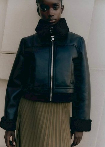 Mango içi kürk deri ceket - Görsel 2