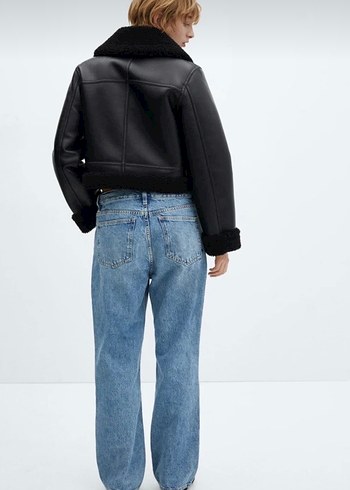 Mango içi kürk deri ceket - Görsel 5