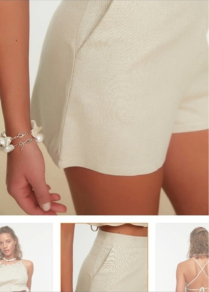 Keten şort - Görsel 3