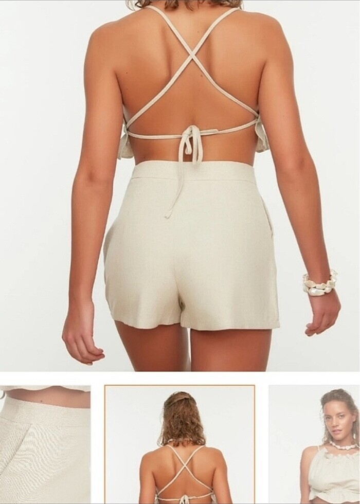 Keten şort - Görsel 4