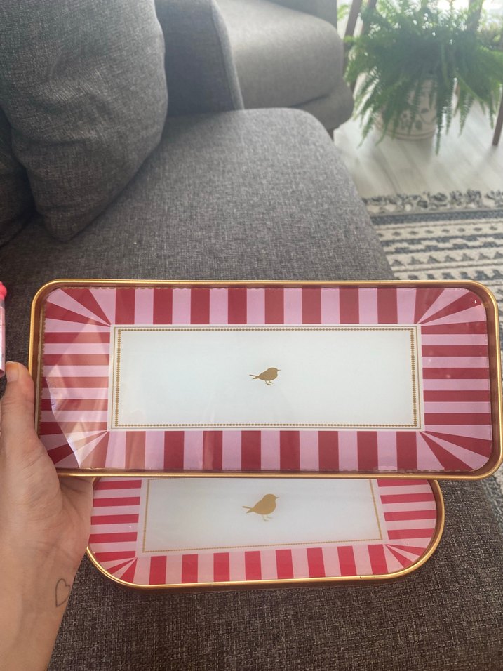 Pembe Modern Klasik Desenli Tabak Seti - Görsel 3