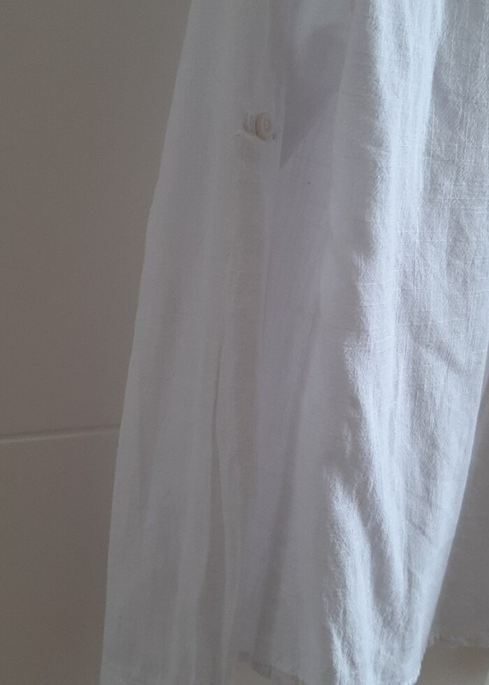 Unisex beyaz dokuma gömlek  - Görsel 4