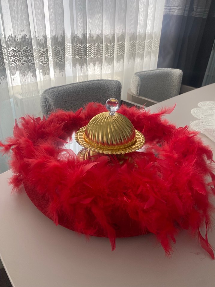 Kırmızı Tüy Detaylı Kına tepsi seti - Görsel 2