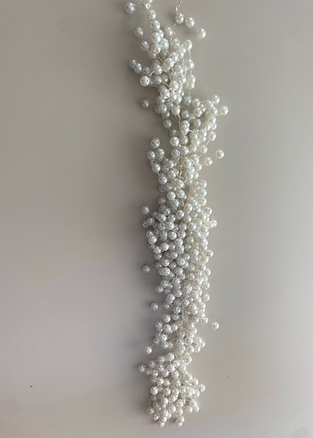 İnci İşlemeli Beyaz saç türban aksesuarı - Görsel 2