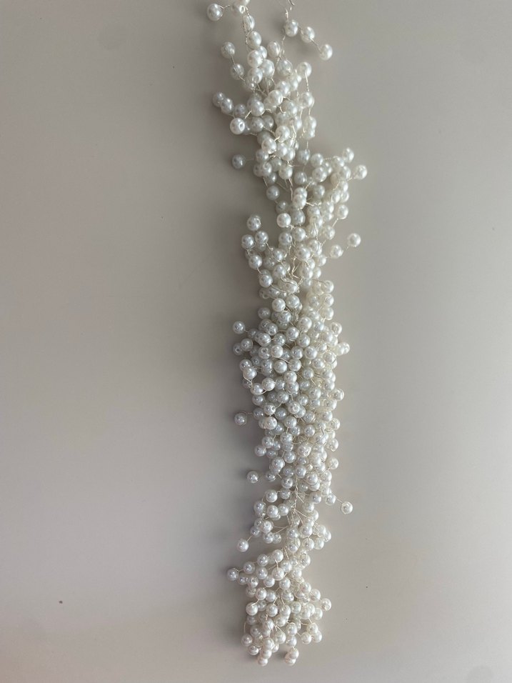 İnci İşlemeli Beyaz saç türban aksesuarı - Görsel 2